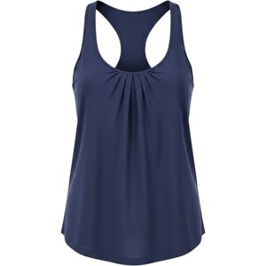 Richard Chai Love Pure Silk Cami Womens S 2 Navy Blue Ruffle Racerback Tank Top